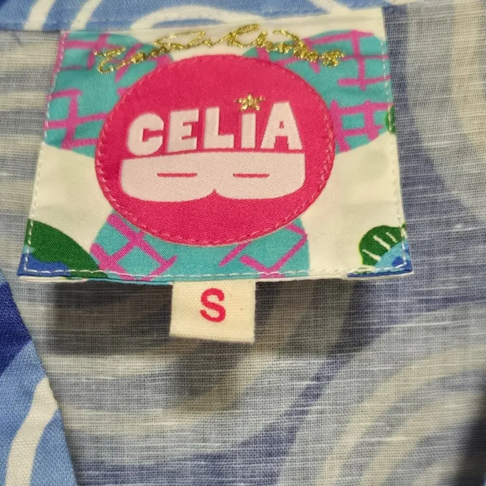 Celia B Lottie Dress Blue Pink White Green Floral Size Small - Picture 7 of 8